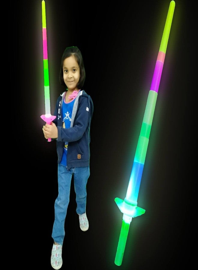 uneeke shape Glow in The Dark Sword, Laser Talwar for Kids Role Play, Expandable, Foldable, Multi Color Saber - Image 1